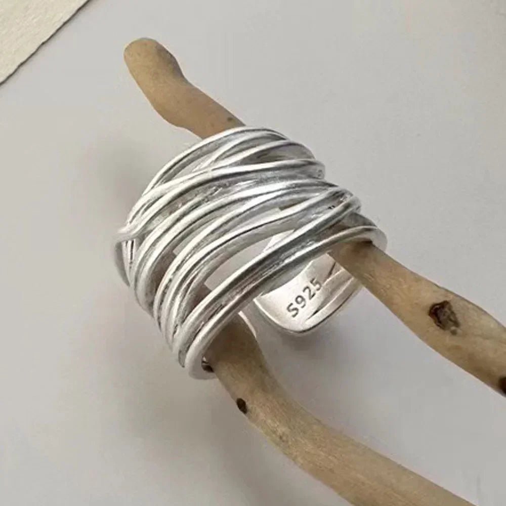 Bague Cocktail Argent 925 Plaqué Or — Style Punk Tendance - Bijoux Femme Tendance - Amoréa Paris