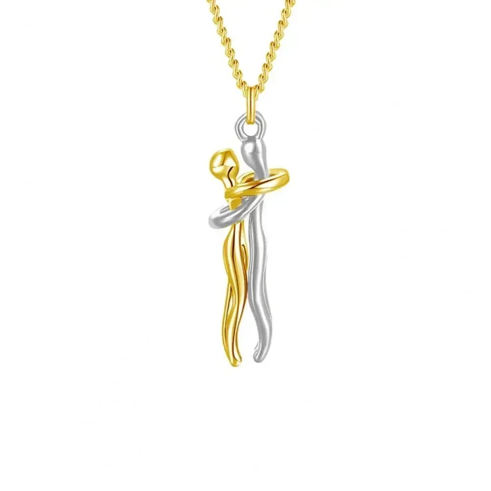 Collier Couple Cœur Câlin — Pendentif Romantique Unisexe - Bijoux Femme Tendance - Amoréa Paris