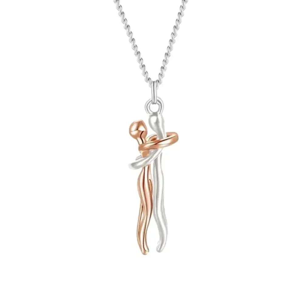 Collier Couple Cœur Câlin — Pendentif Romantique Unisexe - Bijoux Femme Tendance - Amoréa Paris
