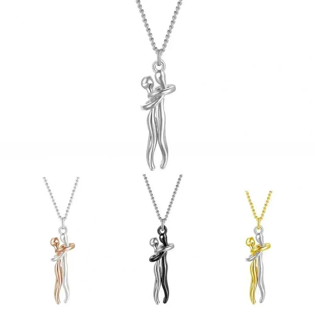 Collier Couple Cœur Câlin — Pendentif Romantique Unisexe - Bijoux Femme Tendance - Amoréa Paris