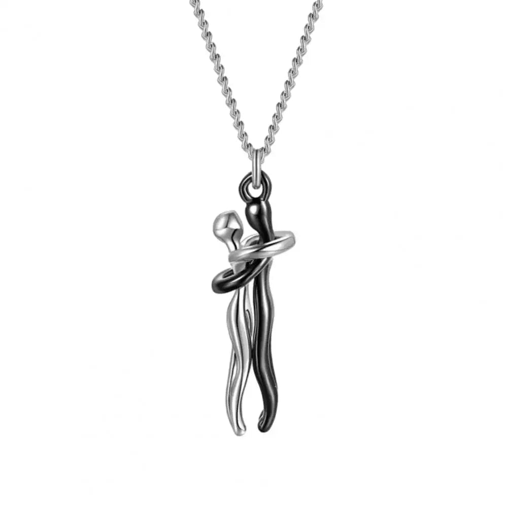 Collier Couple Cœur Câlin — Pendentif Romantique Unisexe - Bijoux Femme Tendance - Amoréa Paris