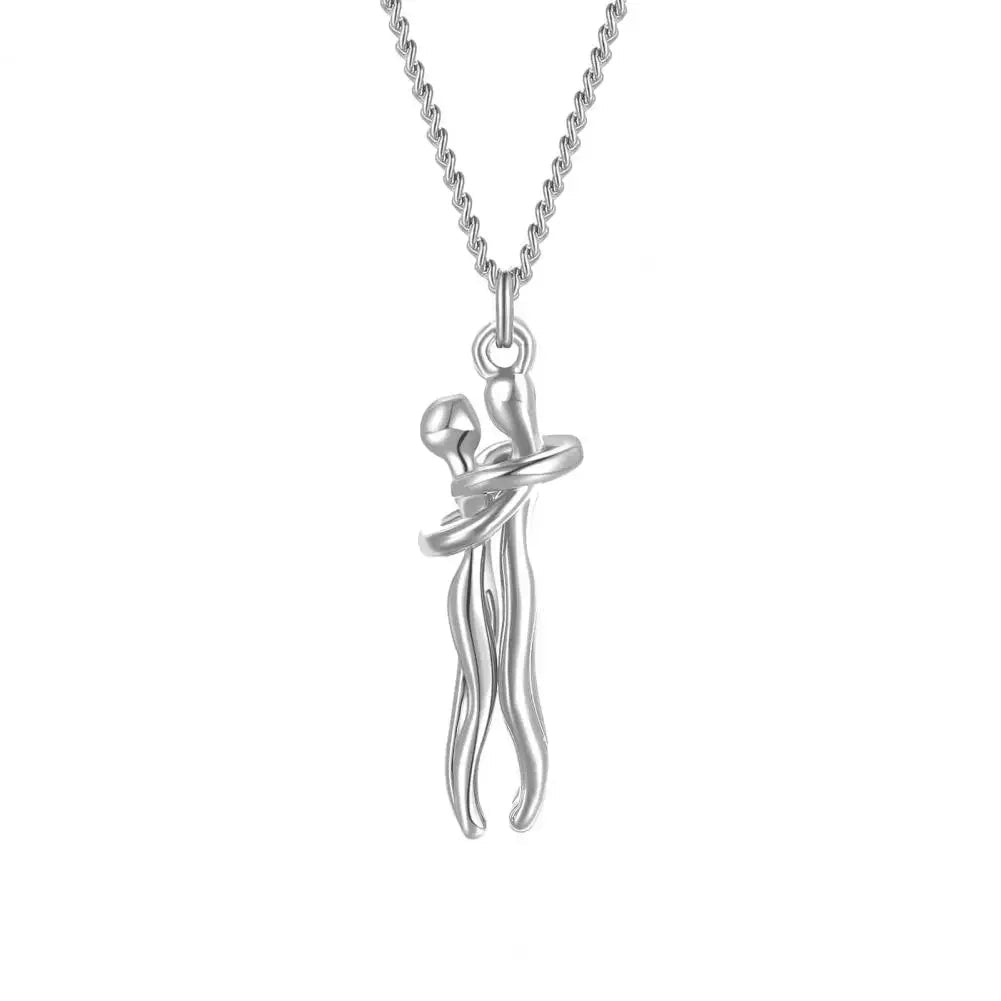 Collier Couple Cœur Câlin — Pendentif Romantique Unisexe - Bijoux Femme Tendance - Amoréa Paris